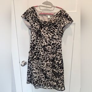 WD.NY Leopard Print Cowl Neck Sheath Dress Size 10